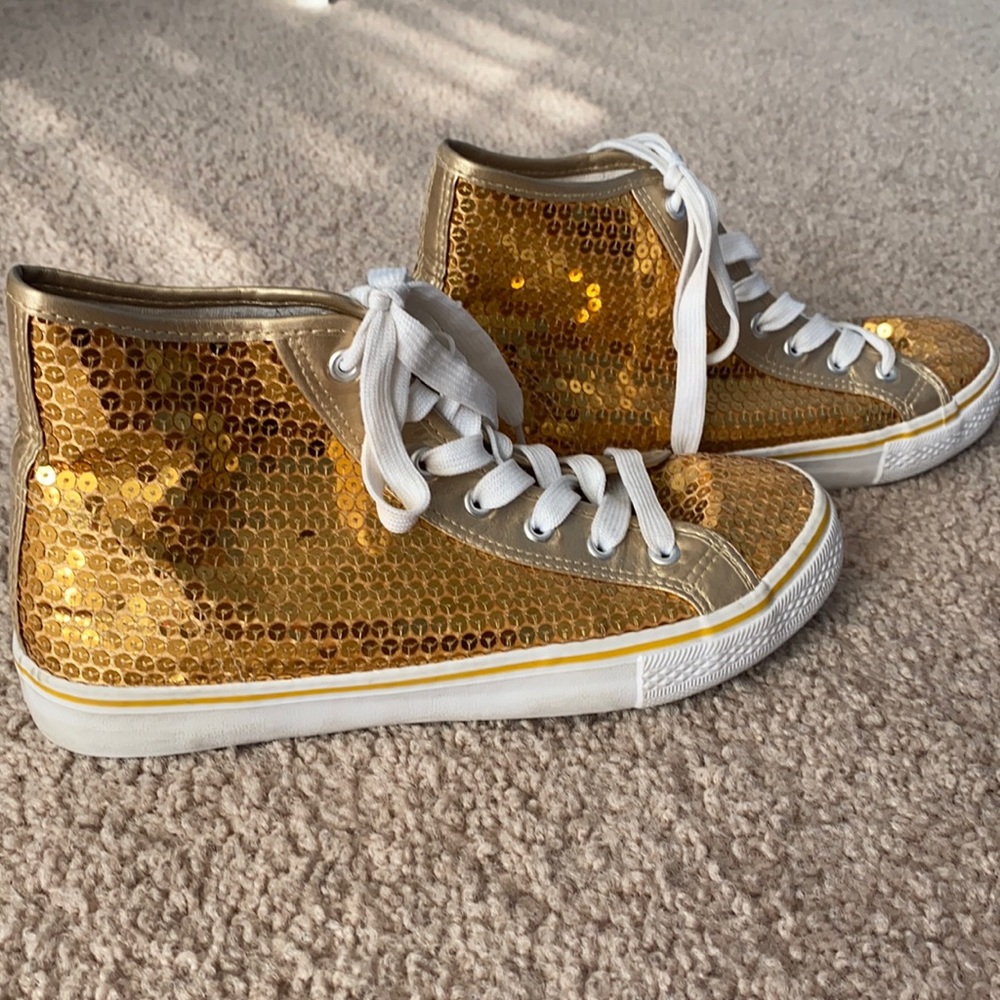 Gold Sequin Hi-Top Sneakers